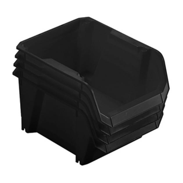Stanley STST55304B Stackable Poly Storage Bin #3 Black 4-Pack w/Hangers