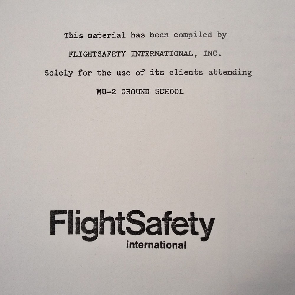 Mitsubishi MU-2 Groundschool Student Study Guide.