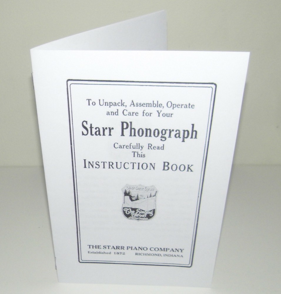 Starr Phonograph Gramophone Instruction Manual Reproduction