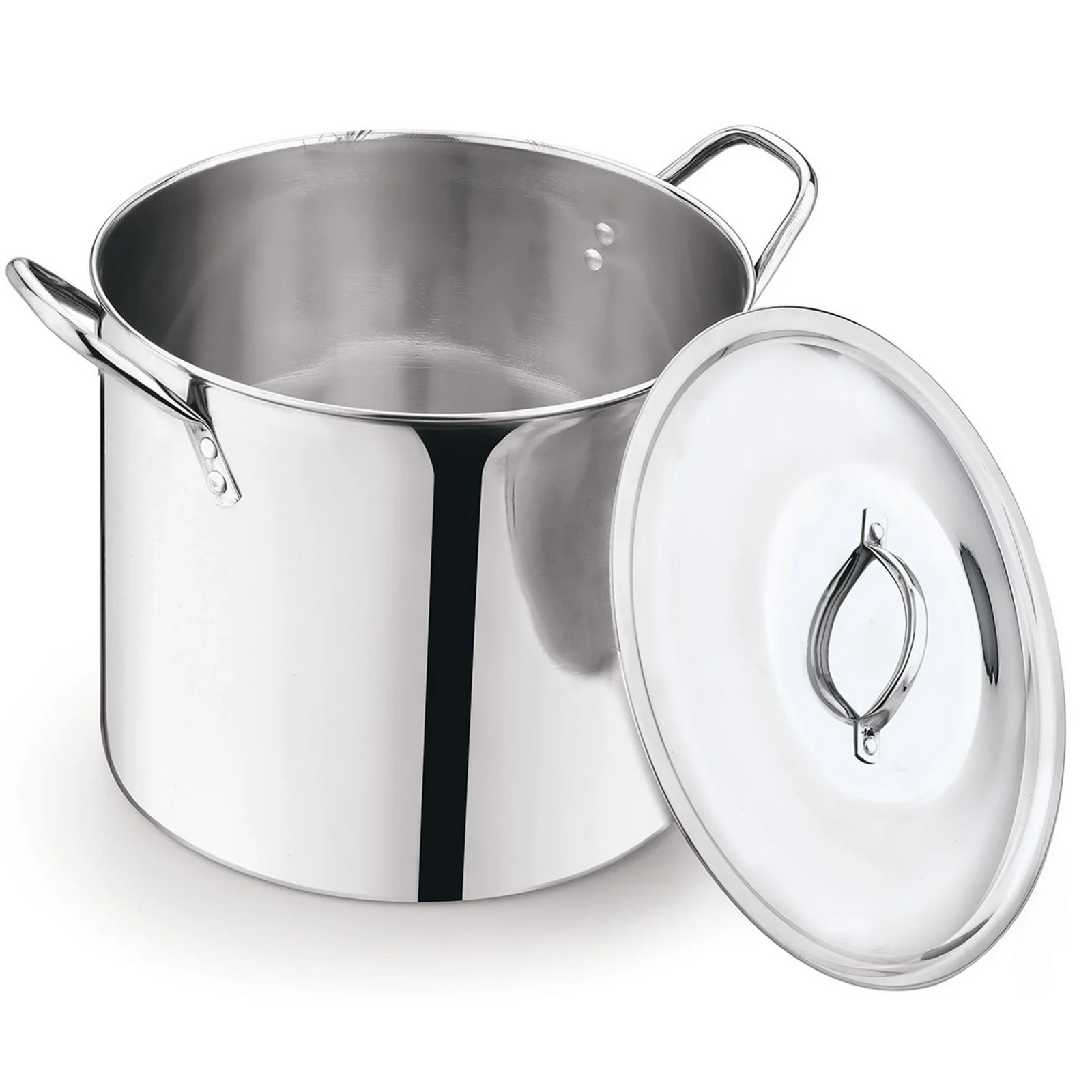 8-Qt Stainless Steel Stock Pot with Metal Lid, Ultra Durable, Stay-Cool Handles