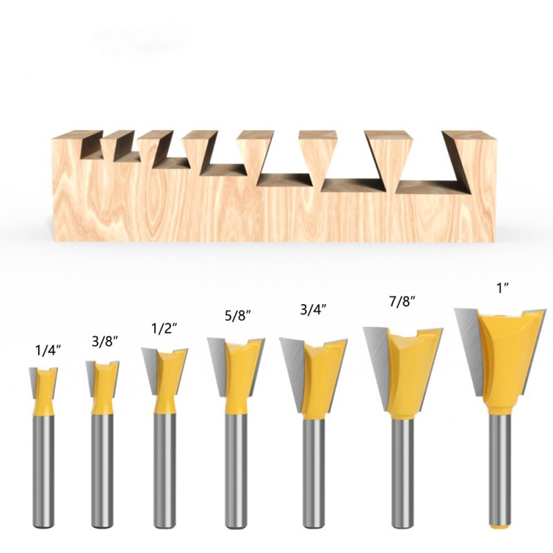 2Pcs Dovetail Router Bit 1/4" Diameter 1/4" Shank Dovetail Joint Drill Bit