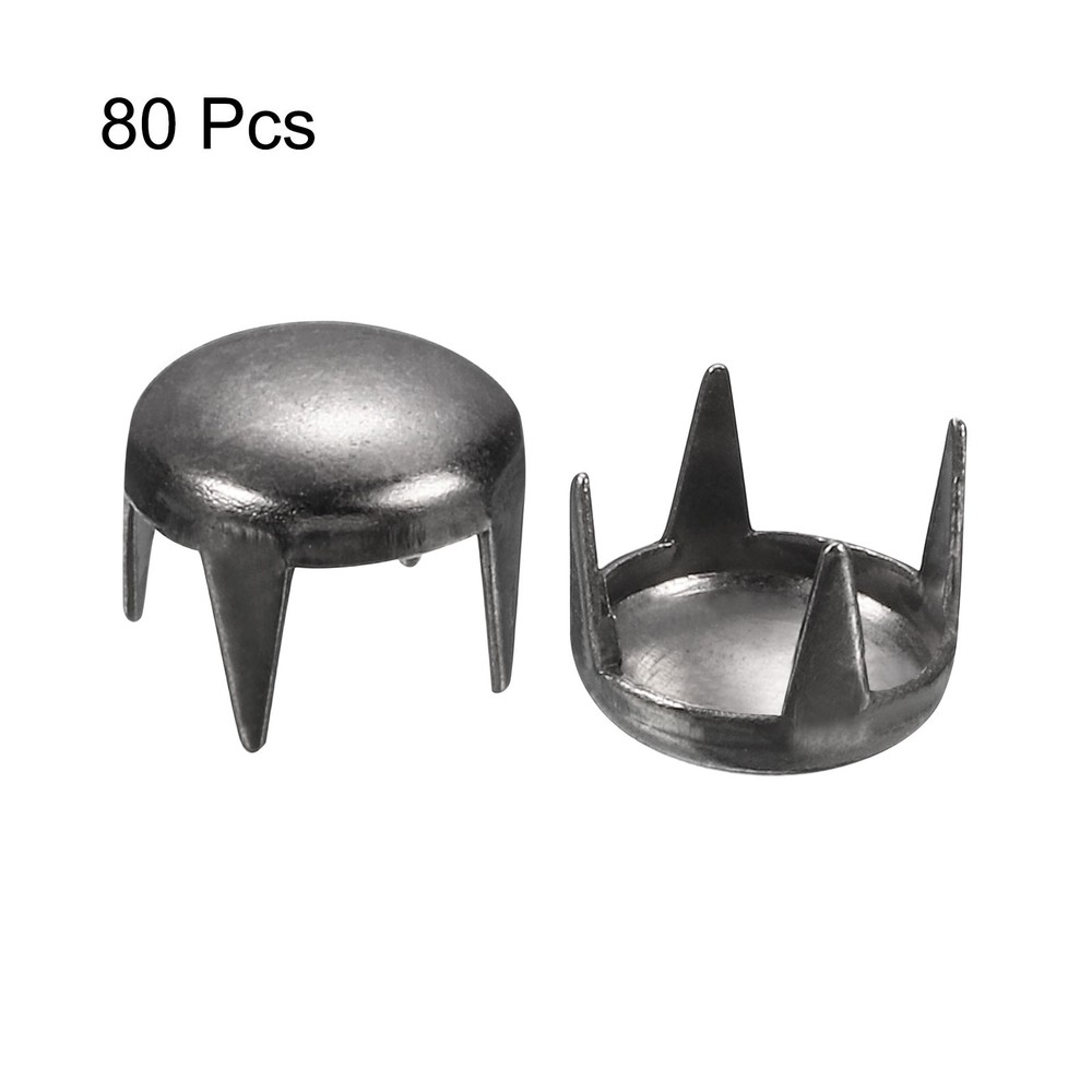 80Pcs Black 5mm Round Dome Rivets for DIY Leather Craft