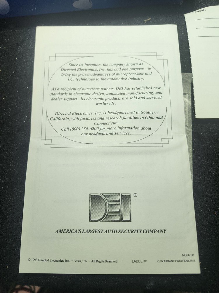 DIRECTED ELECTRONICS 703T FAILSAFE-3 ELECTRONIC KEY STARTER KILL SYSTEM