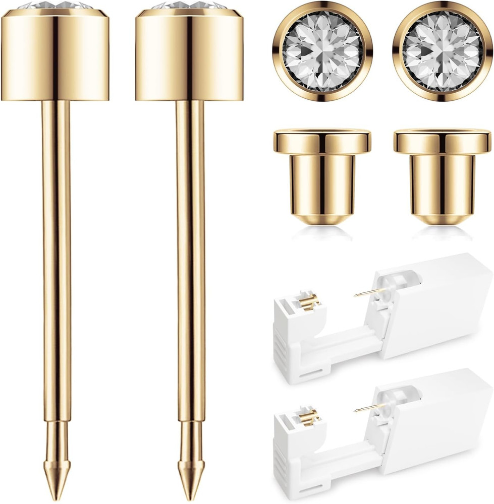 Ear Piercing Kit with Safety Back 2 Pack Disposable Ear Piercing Gun Kit Made...