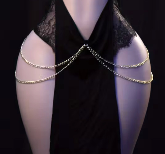 NEW Asian 1-Sz EGYPTIAN CATWOMAN SEDUCTION Black Lace Gld Chain Bodycon Lingerie