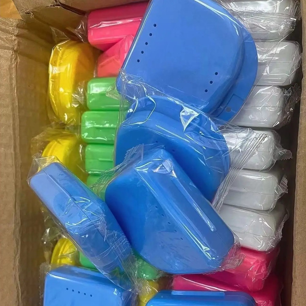 50 Pcs Denture Storage Cases Orthodontic Retainer Partial Denture Container Boxe