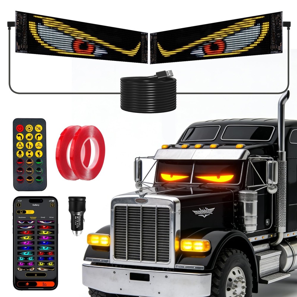 Devil Eyes Light for Windshield, 23.4x4.7,Led Eyes, Programmable Scrolling DI...