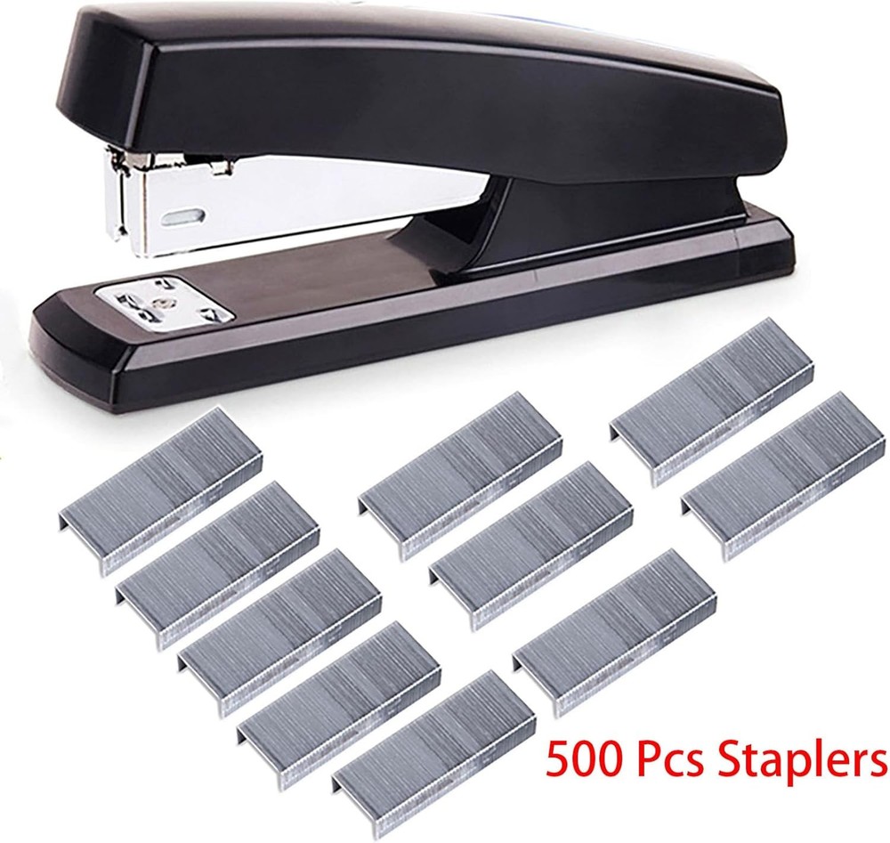Desktop Staples, 4.8 Inch Labor Saving Black Stapler for 20 Sheets Capacity with
