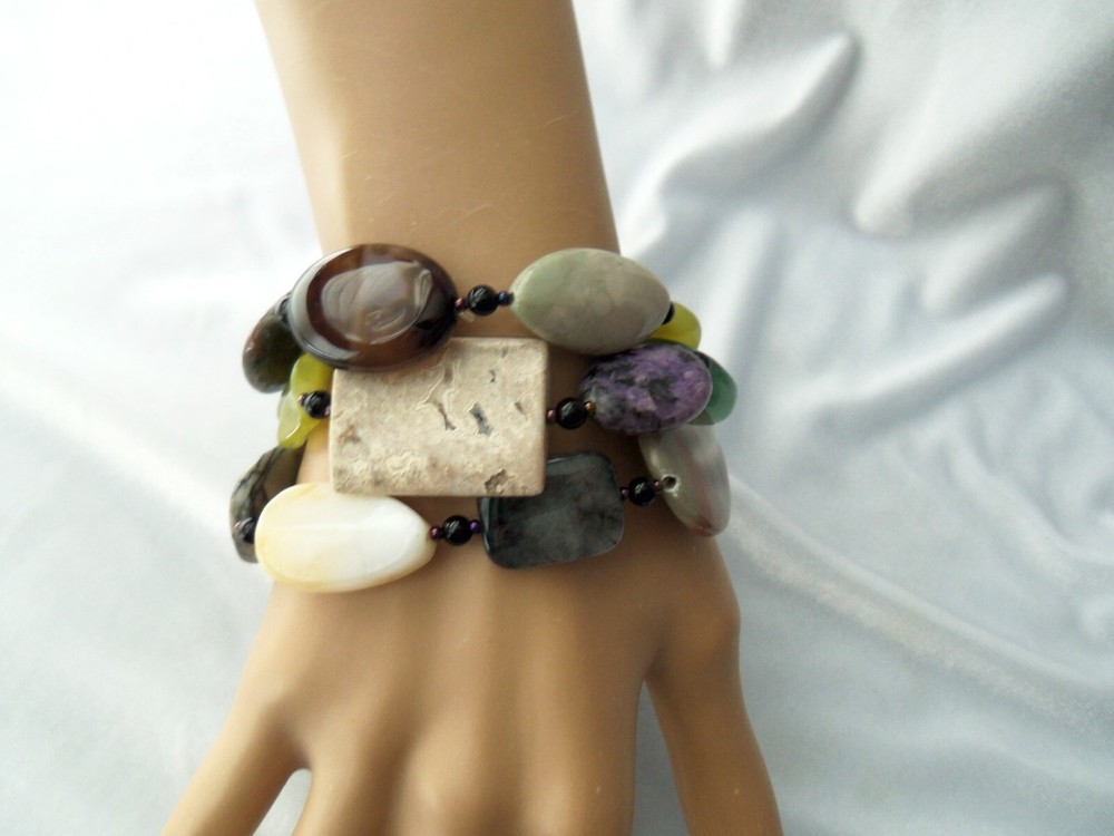 South Sun Mixed Shape & Size Multicolor Gemstone Stretch Bracelet