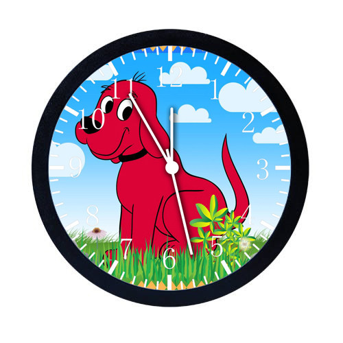 Clifford the Big Red Dog Black Frame Wall Clock E09