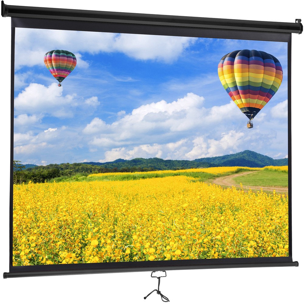 Black Projector Screen Pull Down 16:10 Foldable Wall Mount HD Projection Screen