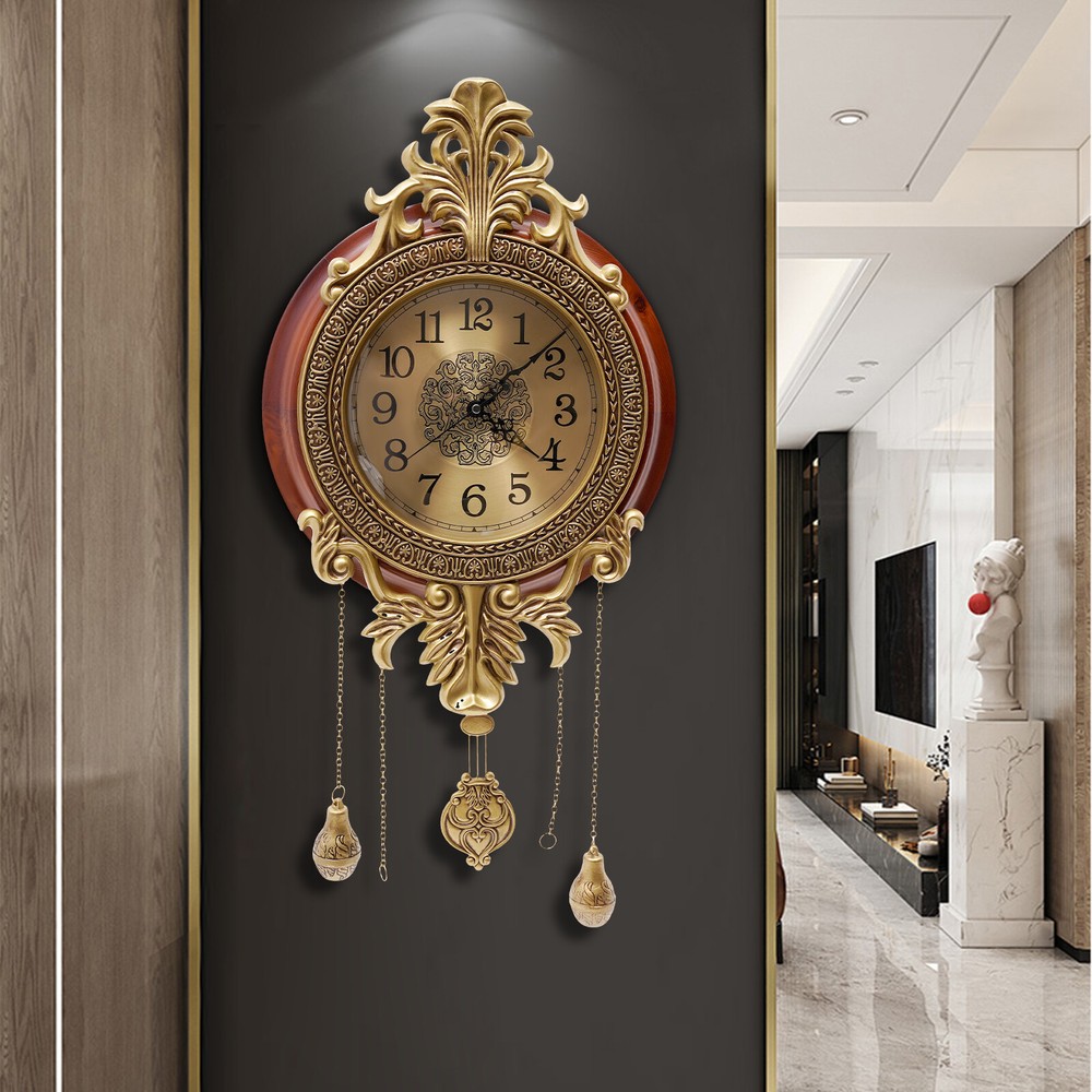 Retro Swinging Pendulum Wall Clock Vintage Wood Processing Wall Clock Wall Decor