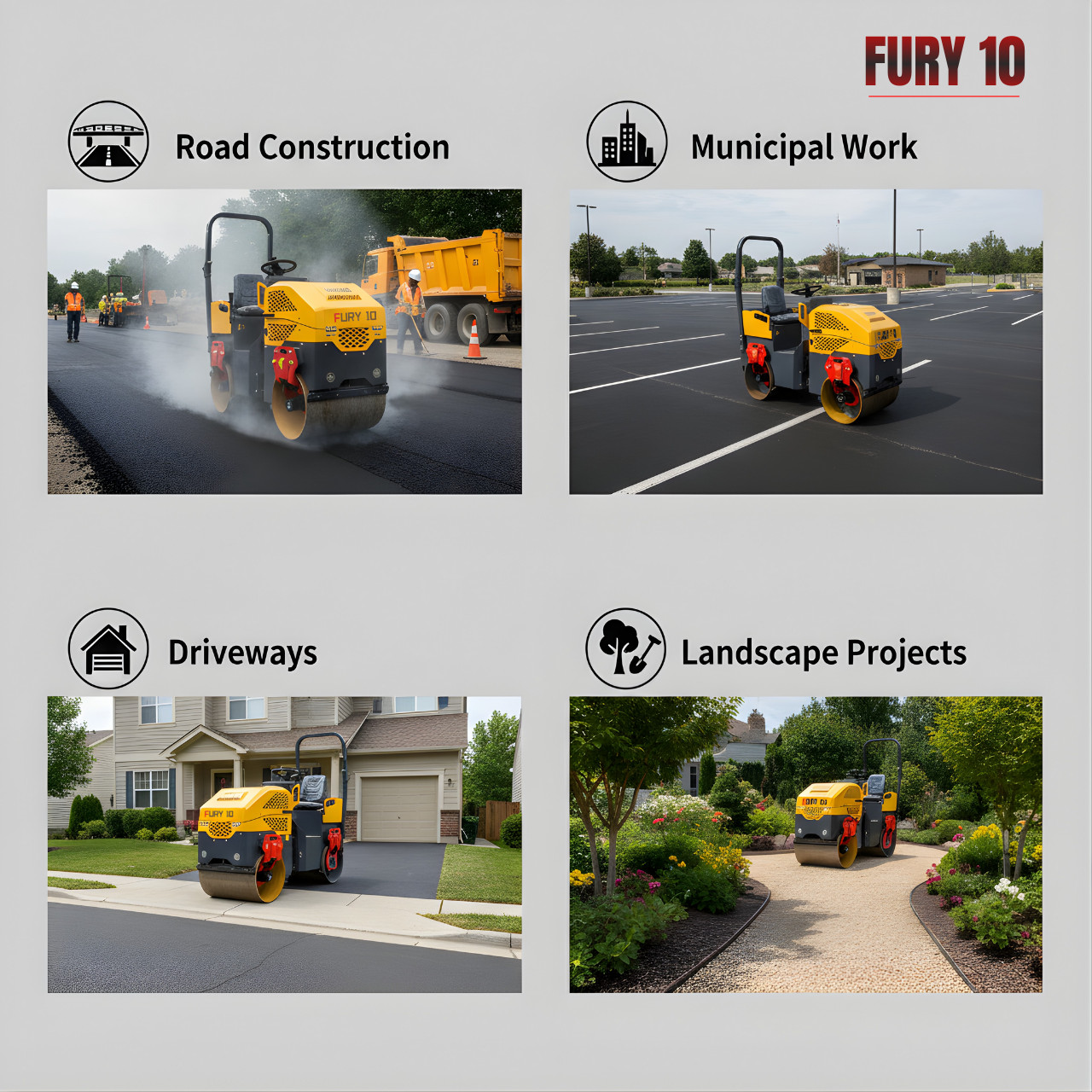 TYPHON Fury 10 Road Roller Compactor 1 Ton B&S 13.5hp Gas Soil Asphalt Rollers