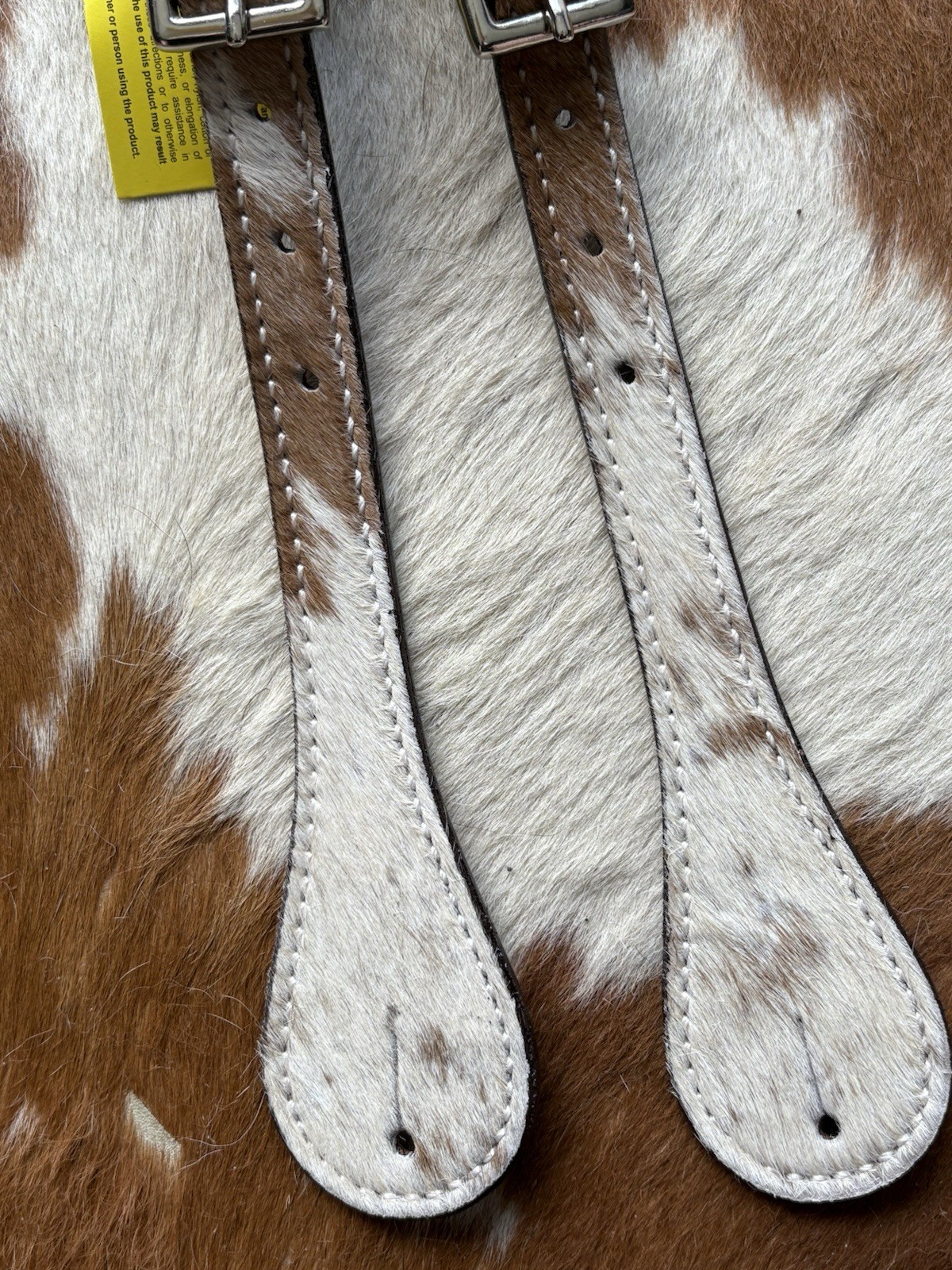 Adult Size Pair Of Genuine Hair On Cowhide Leather Western Spur Straps