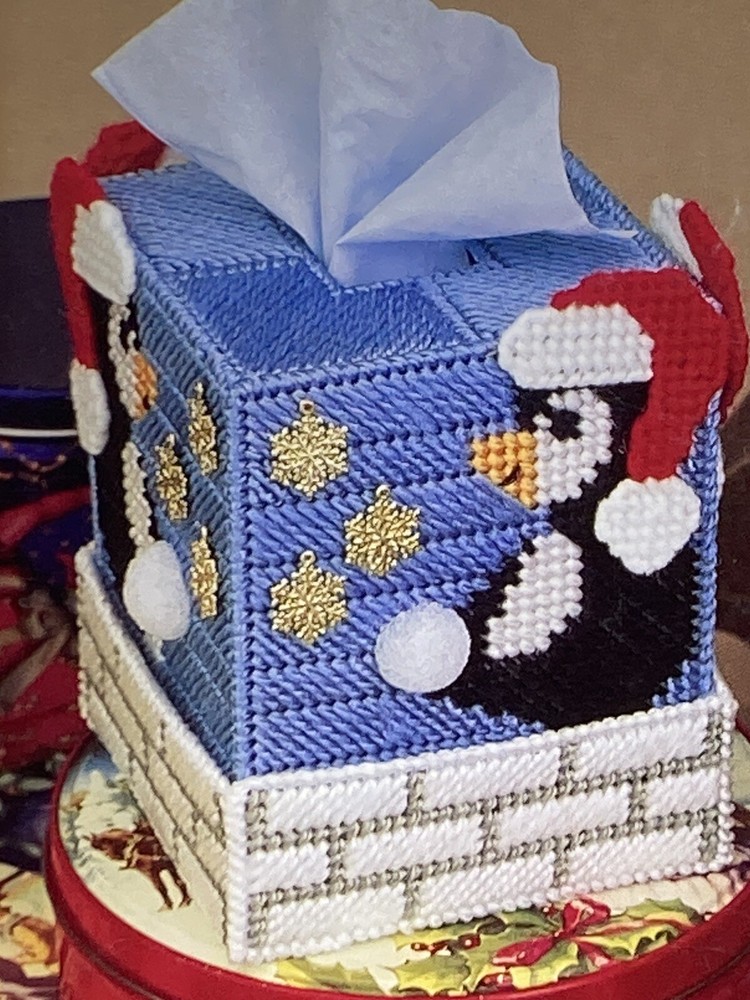 Vintage Annie's Attic Plastic Canvas Patterns Holiday Tissue Boxes 6 Patterns