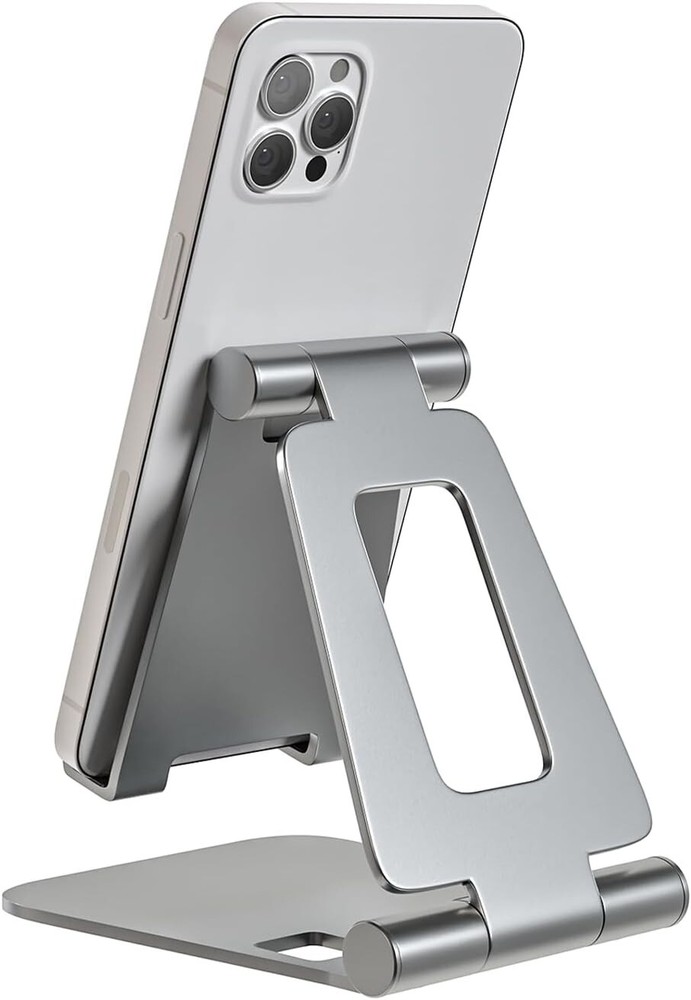 Dual Folding Cell Phone Stand, Fully Adjustable Foldable Desktop Phone Holder