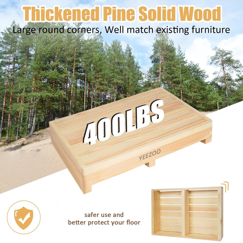 Wooden One Step Stool Solid Pine Wood Step Riser With Nonslip Pads Wood Step Sto