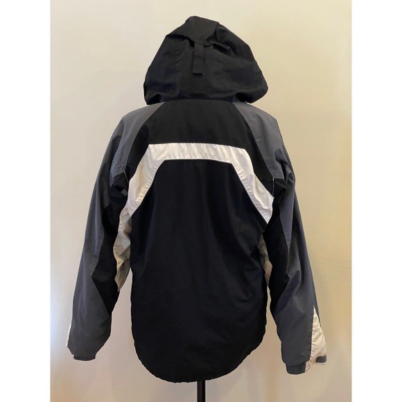 Columbia S Black/White/Grey Full Zip/Button Down Hooded Jacket