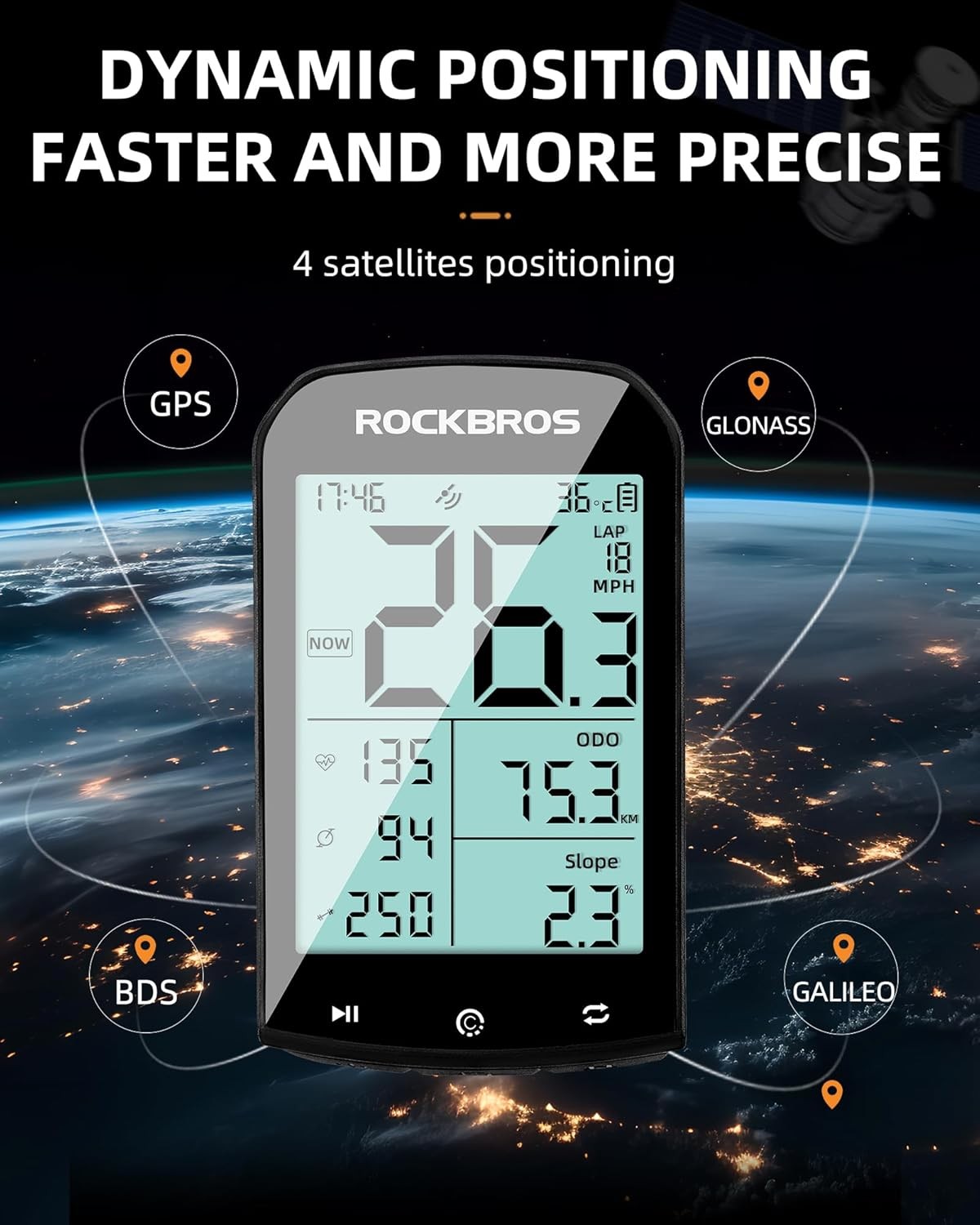 ROCKBROS Bike Computer Wireless ANT+Bluetooth Speedometer Odometer Waterproof