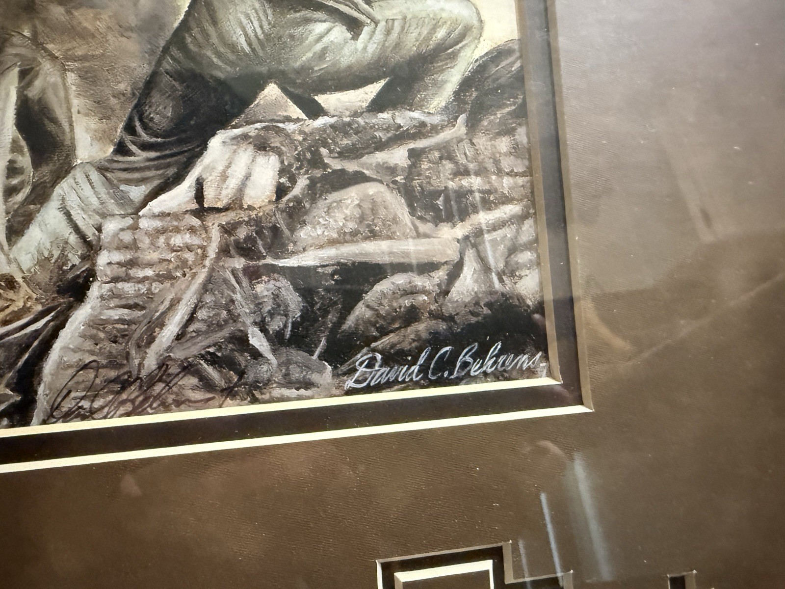 Honoring The American Indian Framed Art Marine Corps David Behrens 32”x38” Glass