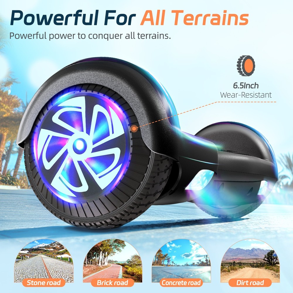 Hoverboard Electric with Bluetooth Speaker Bright Light Self-Balancing Scooter