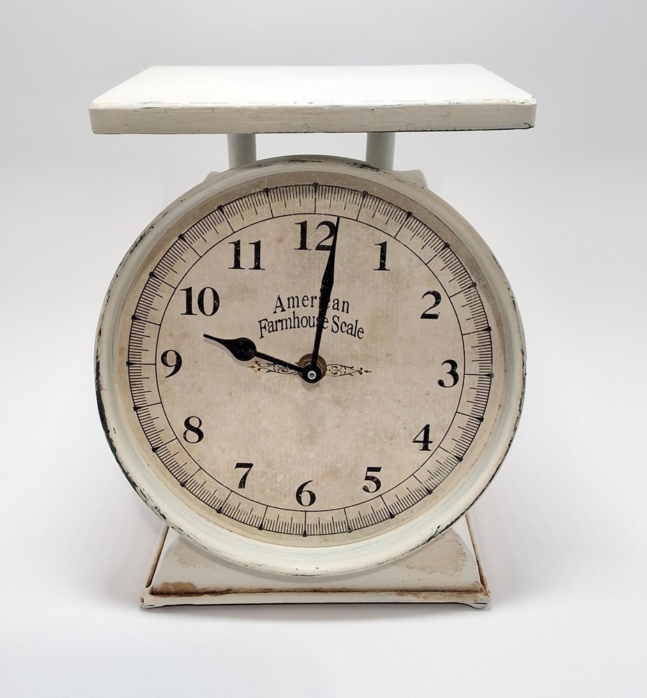 American farmhouse scale / Clock, Rustic White, Tested & Works