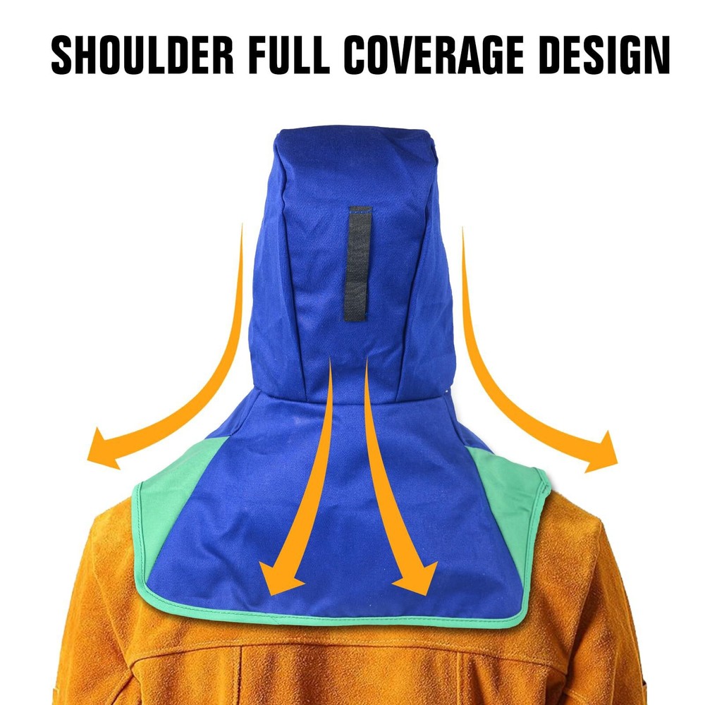 TRQWH Full Coverage Welding Hood with Neck and Shoulder Drape, Blue