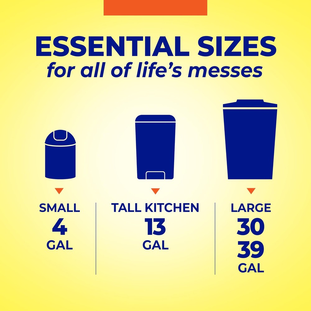 Hefty Essentials Drawstring 13 Gallon Kitchen 1 Count (Pack of 120), White