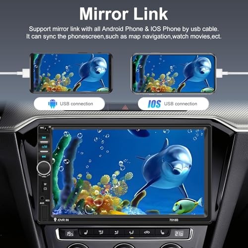 Double Din Car Stereo with Bluetooth and Wired Mirror Link + Multiple UI