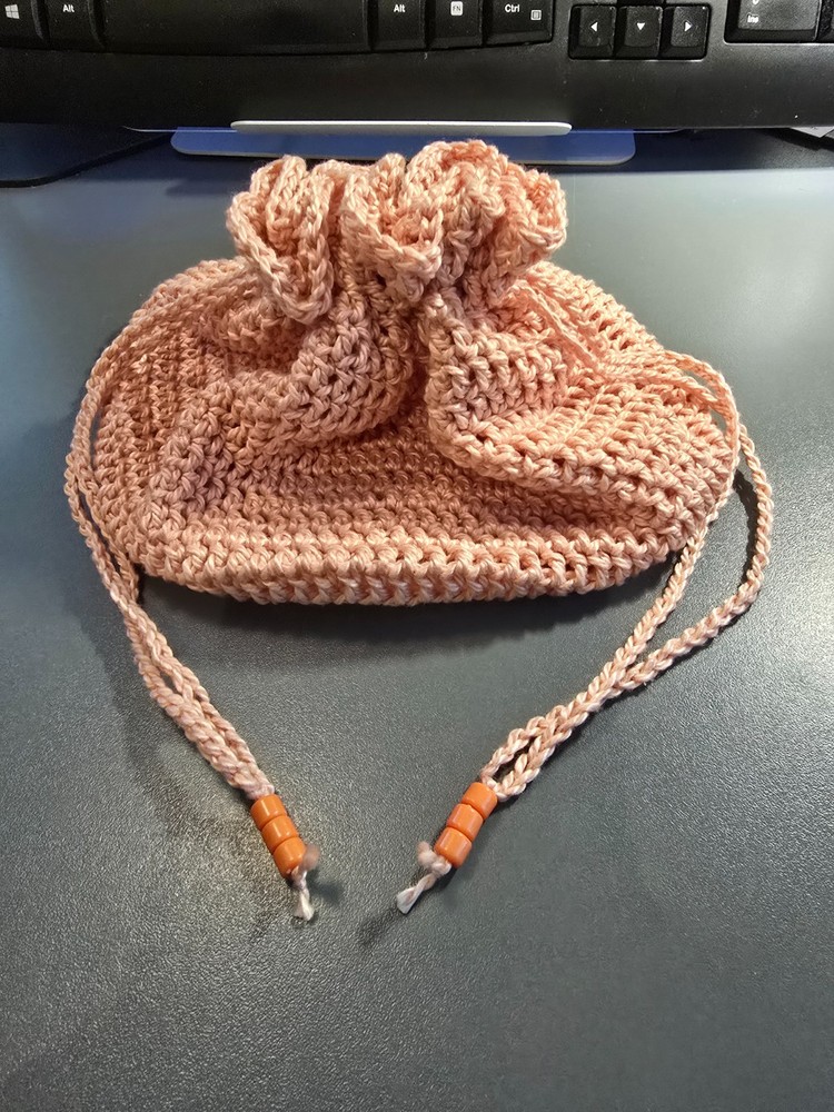 Handmade Crochet Drawstring Bag