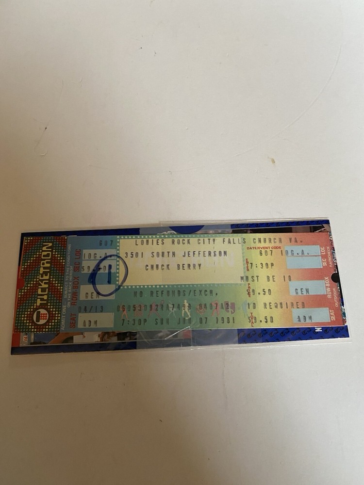 Concert Ticket Stub 1981 Chuck Berry Ticketron VA