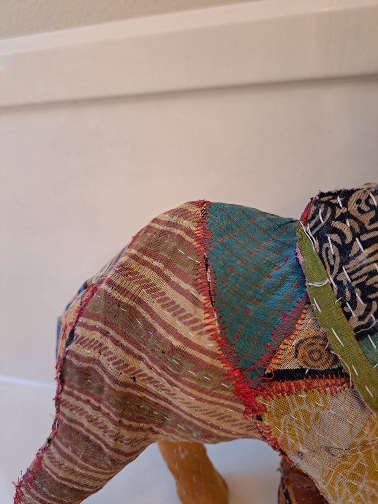 Antique Vintage Indian Patchwork Embroidered Stuffed Elephant Boho