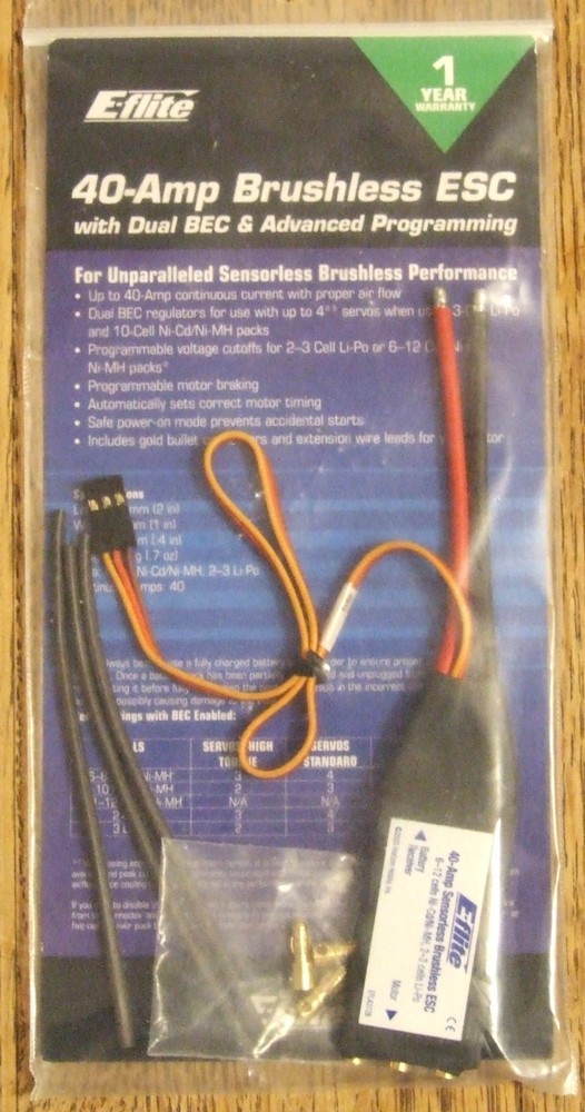 E-FLITE 40-Amp Brushless ESC With Dual BEC & Advanced Programming EFLA312B