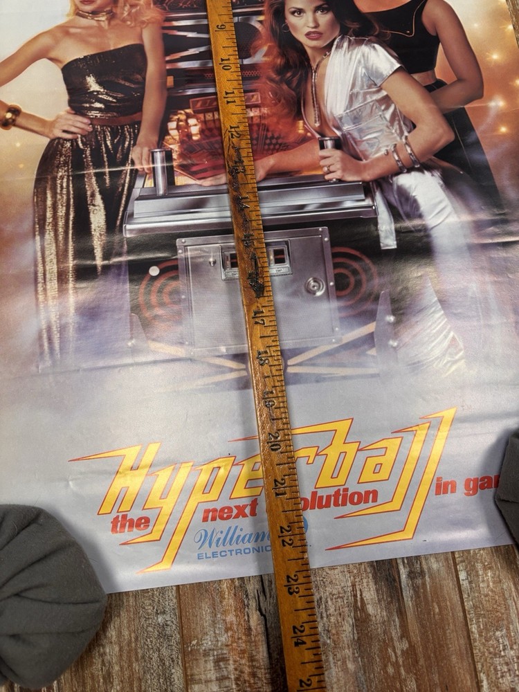 Williams HYPERBALL pinball poster - signed by Model 17”x 23”