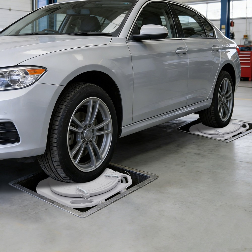 2X Wheel Alignment Turntable Turn Plates with Transition Bridge & Thrust Block