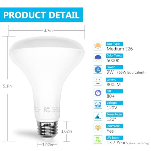 BR30 LED Light Bulbs Indoor Flood Light - 6 Pack 5000k Daylight White