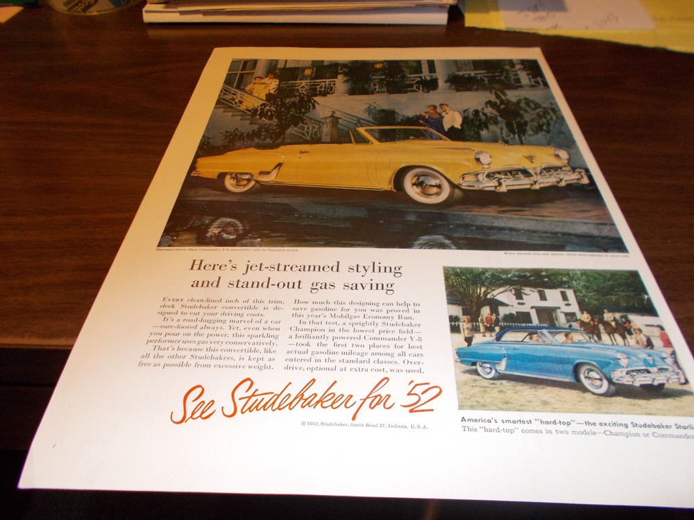 1952 Studebaker Convertible AD