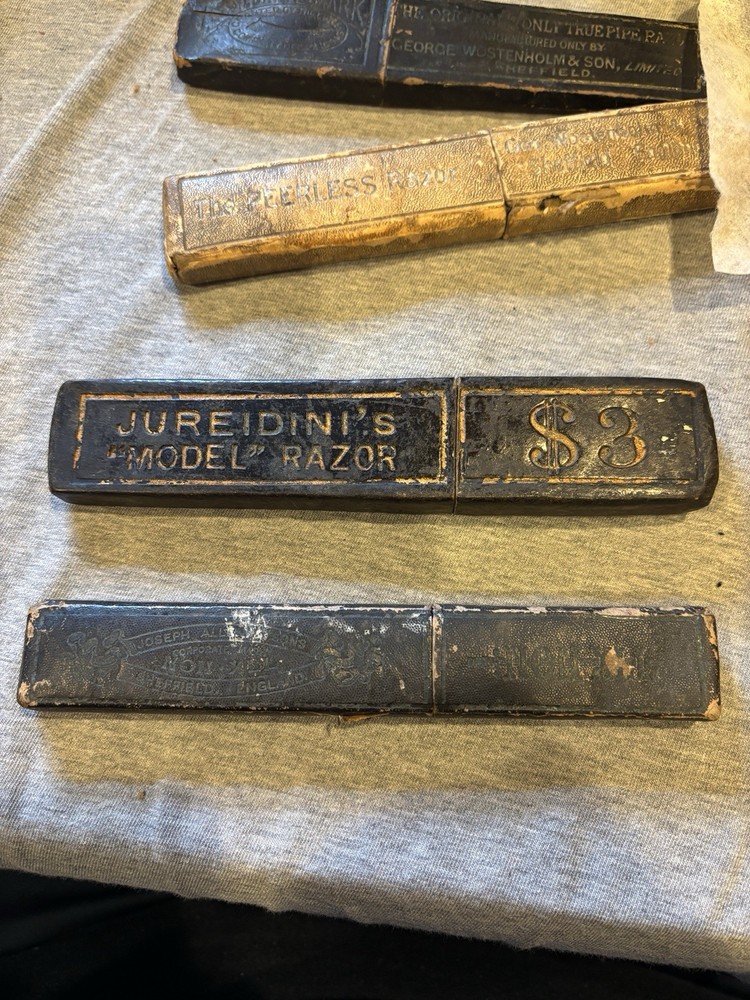 5 Empty Vintage Straight Razor Boxes.