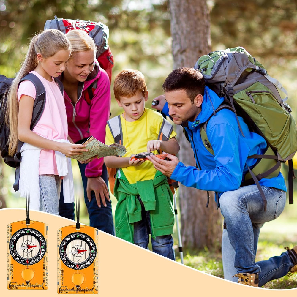 20 Pack Orienteering Compasses Hiking Map Reading Backpacking Orange Survival