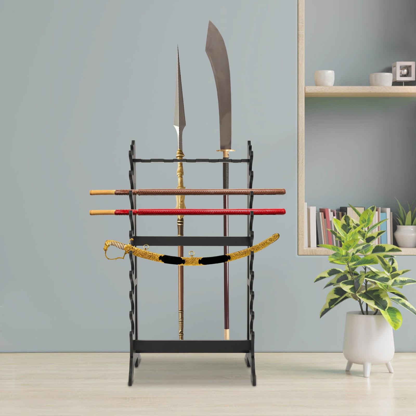 10 Tier Vertical Sword Stand Display 5 Hole Sword Holder
