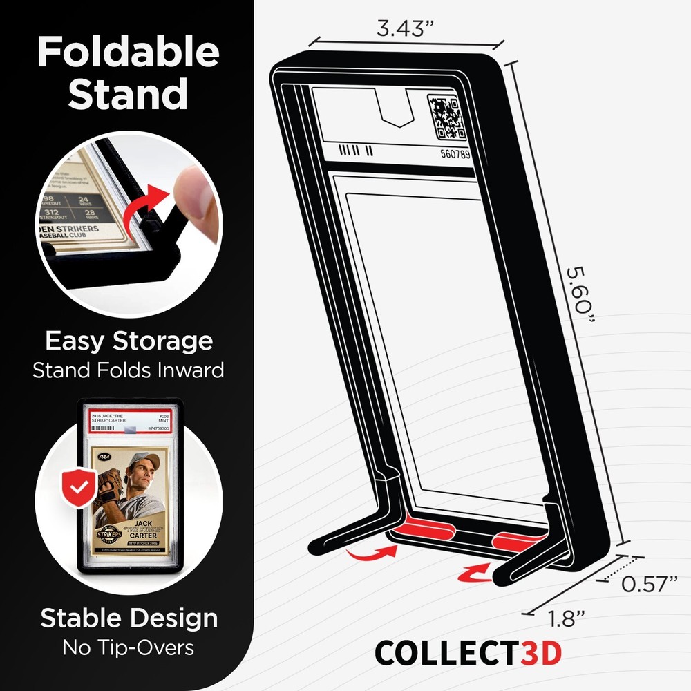 12x Case PSA Graded Card Frame Display w/ Folding Stand | 10 Pack - Multi Color