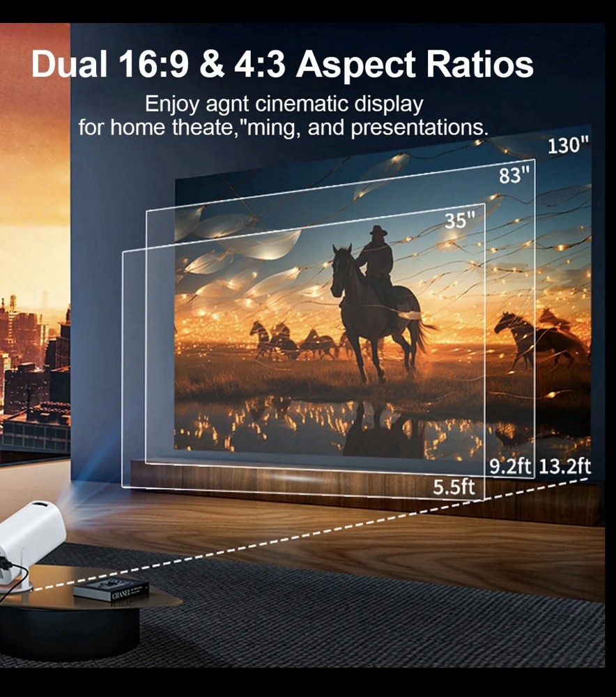 Smart Audio Projector 2025 | Android Wired Bundle | Bedroom Outdoor