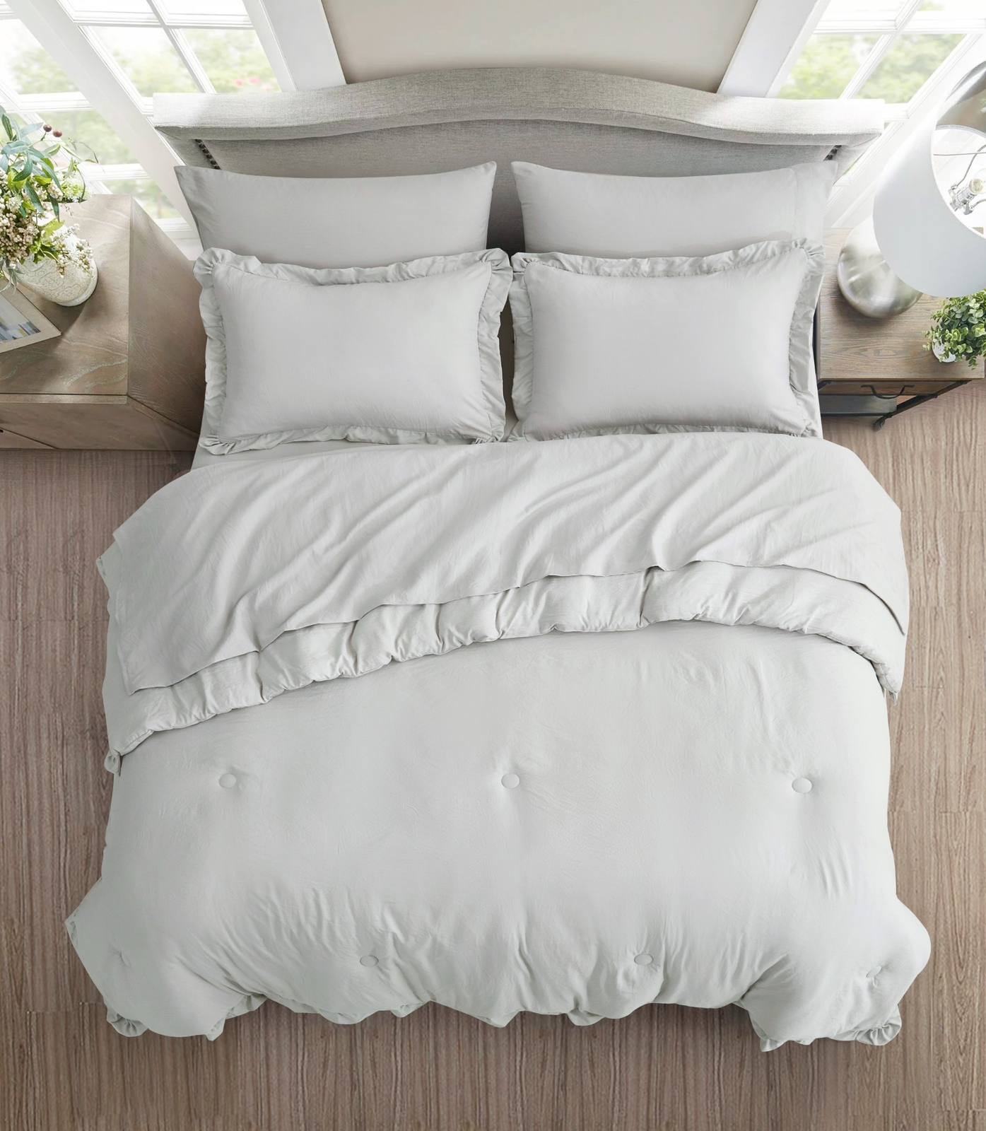 Chezmoi Collection Eleanora Bed in a Bag Comforter Set w/ Ruffle Edge Trim