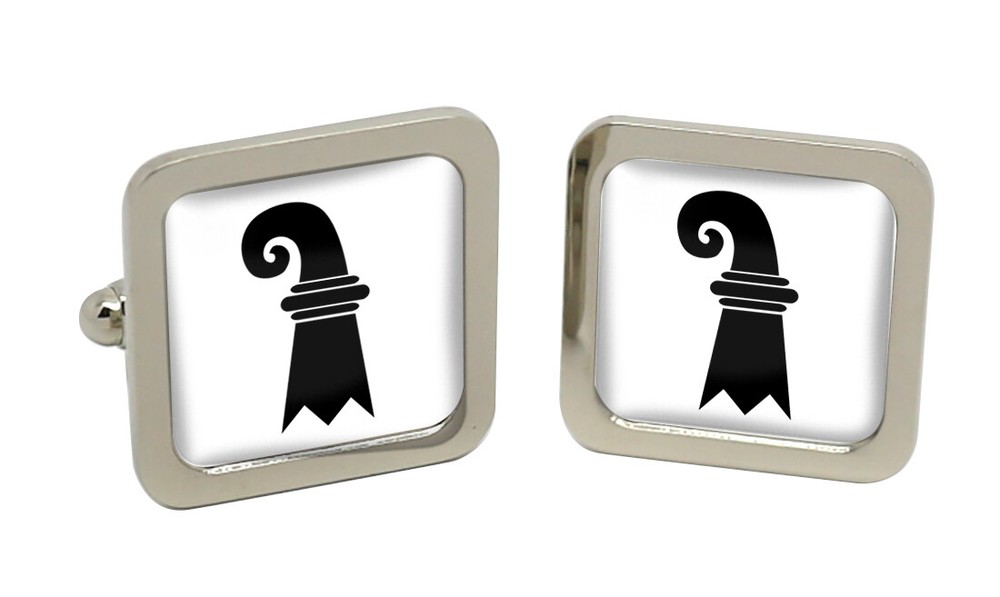 Basel-Stadt (Switzerland) Square Cufflink in Chrome Box