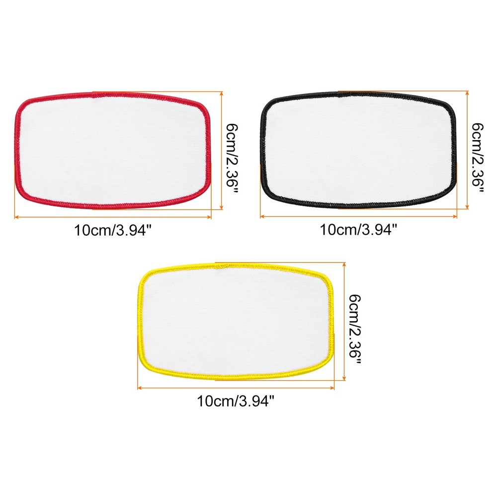 30pcs Sublimation Patch Blank Oval Rectangle White with Black/Red/Yellow Border