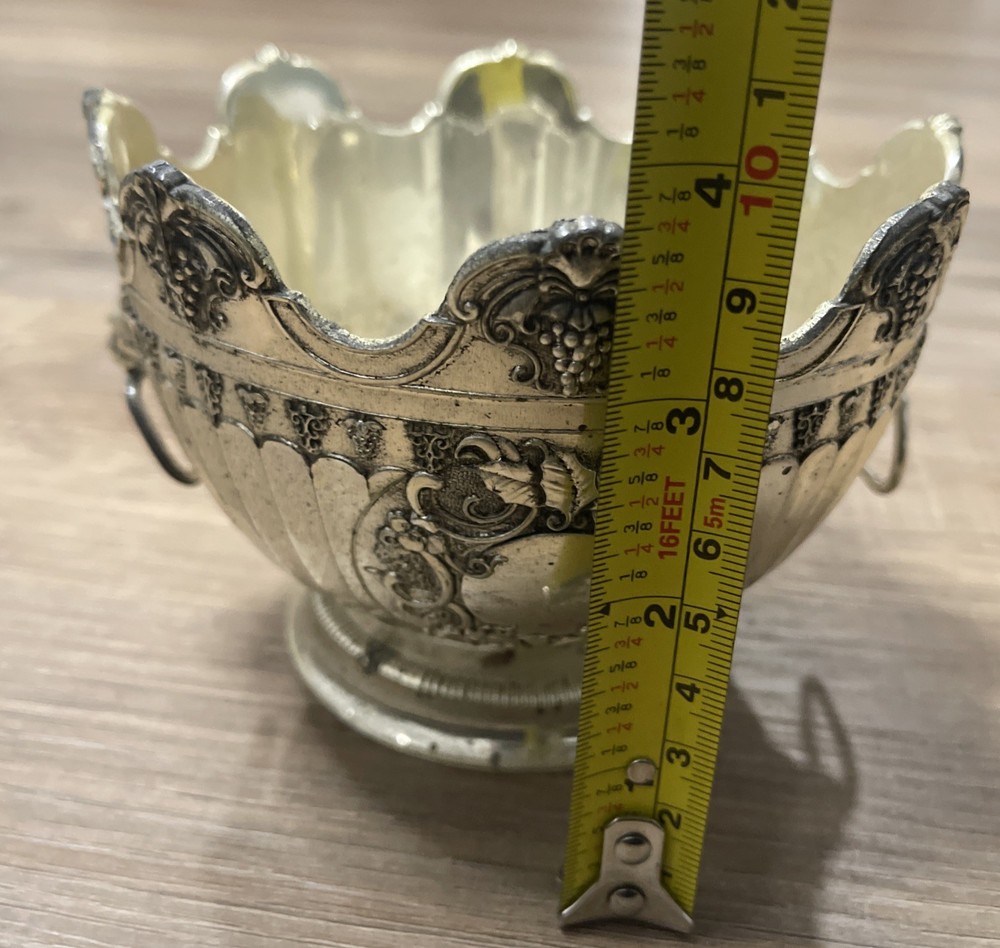 STUNNING Vintage Japan Silver-Plated Monteith-Style Lion Handled Serving Bowl