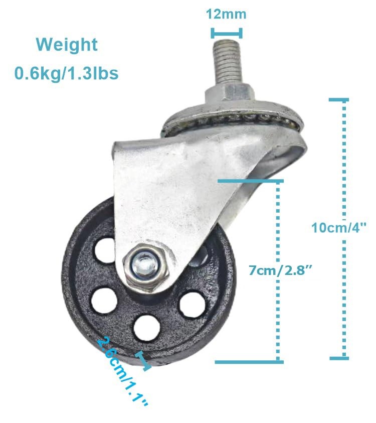 Transmission Jacks Casters, Cast Iron Caster Wheels, Jack Silver