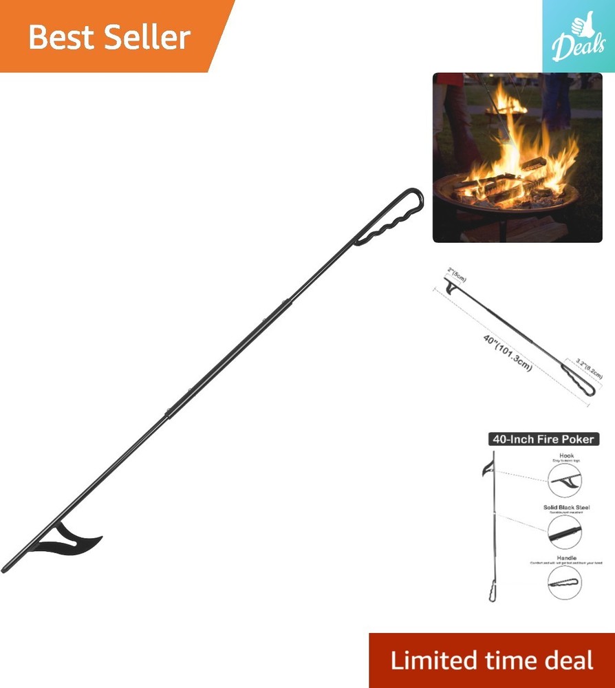 Lightweight 40-Inch Fire Poker - Quick Assembly for Effortless Fire Control