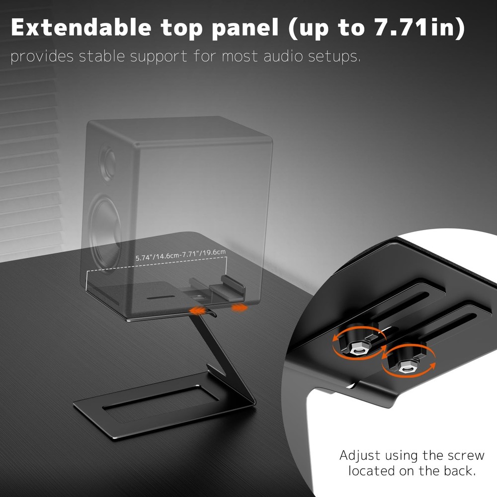 Speaker Stands, 7.71in Depth, 6 Tilt Angle, Black