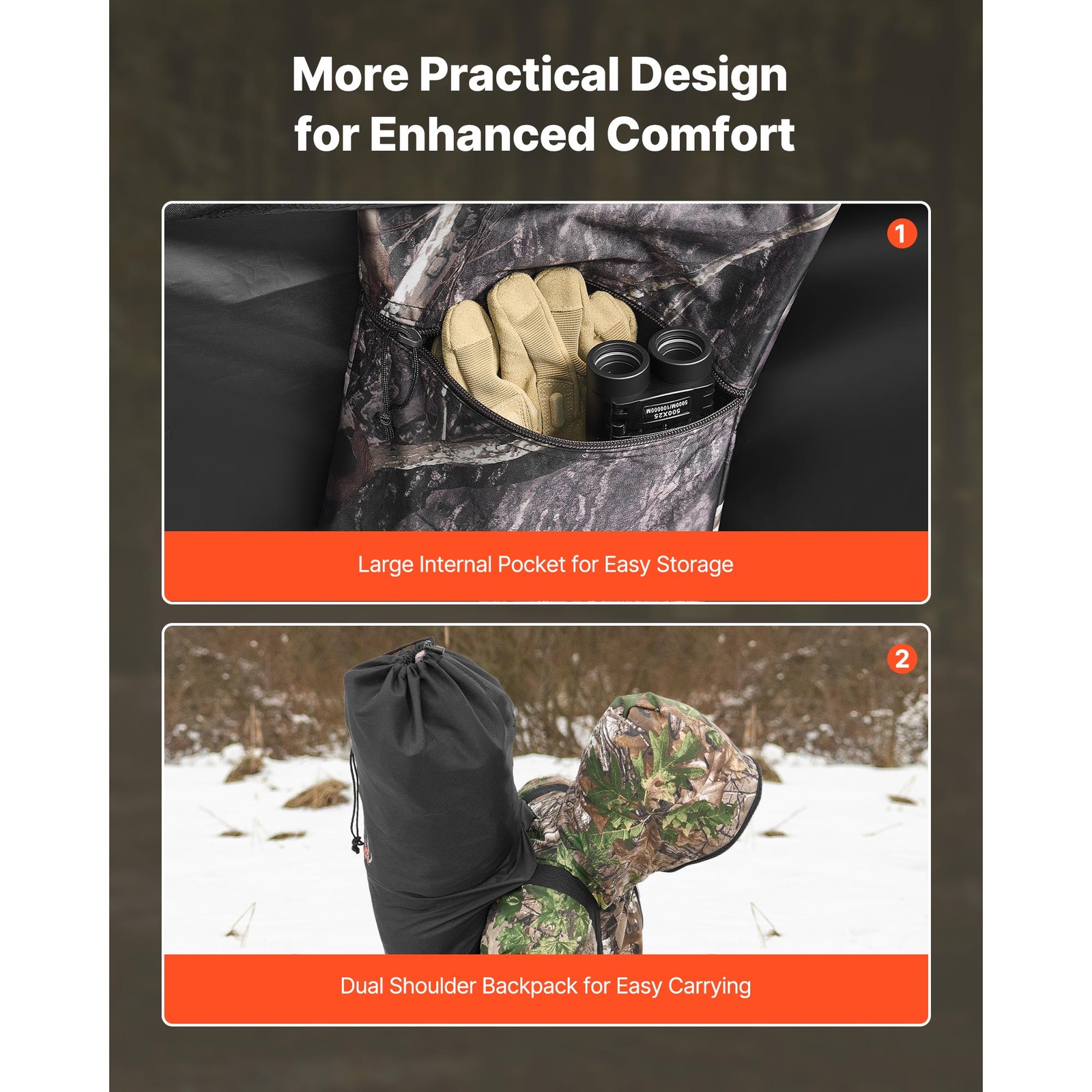 Uimoso Single Person Portable Hunting Blind Ground Deer Duck Blind Carry Bag
